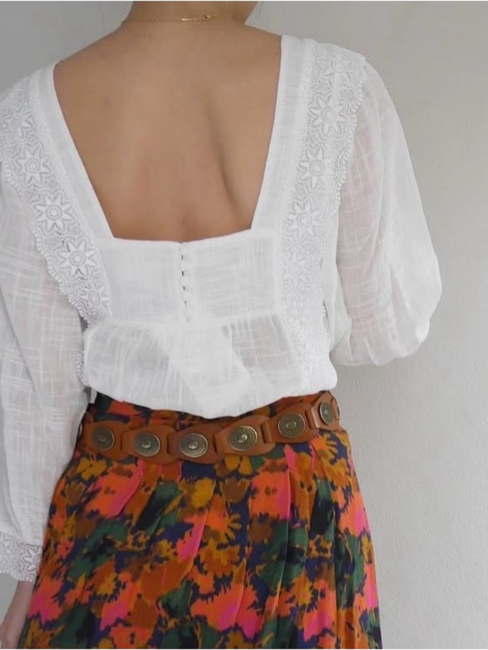 Sezane Cleo Blouse White Slub Gauze Cotton Lace Boho Parisian Coastal Breathable - Picture 14 of 15